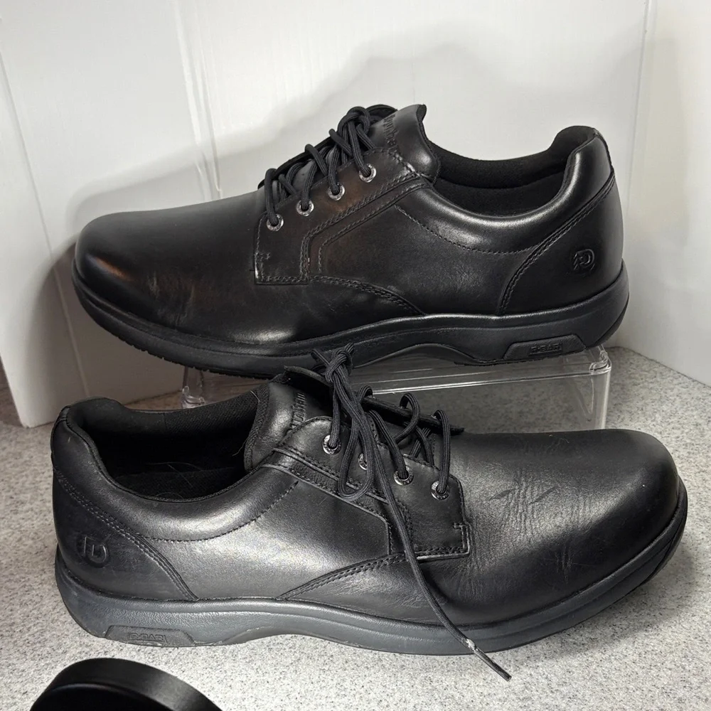 Size 14‎ Dunham work Men's Black Leather Shoes. Fc5